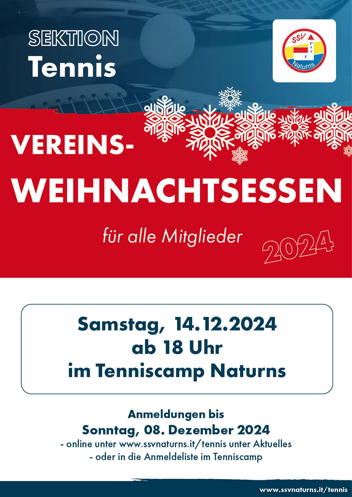 Einladung zum Vereins - Weihnachtsessen 2024