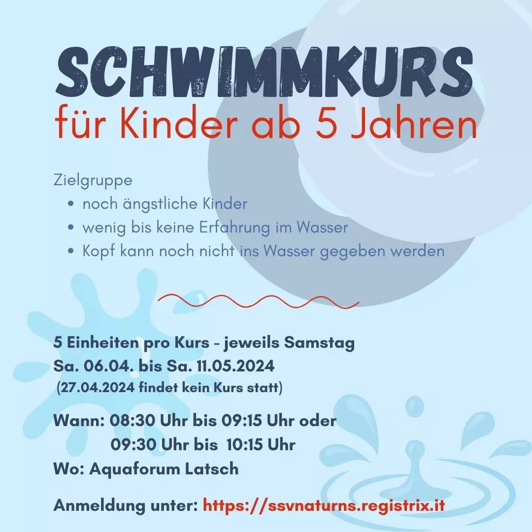 Schwimmkurs für Kinder ab 5 Jahren im AquaForum Latsch