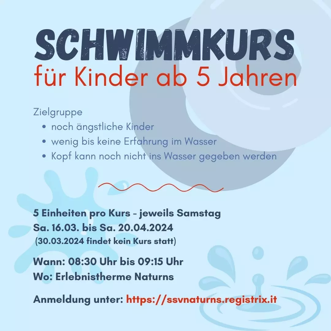 Schwimmkurs für Kinder ab 5 Jahren in der Erlebnistherme Naturns